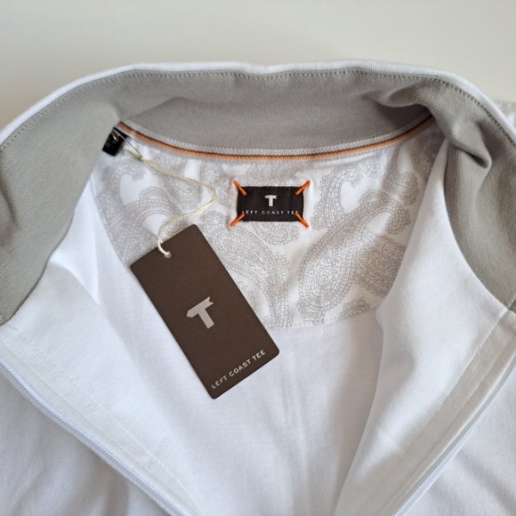 NWT Left Coast Tee Men's 100% Cotton White Blue Striped Sweater Size M - Picture 13 of 15